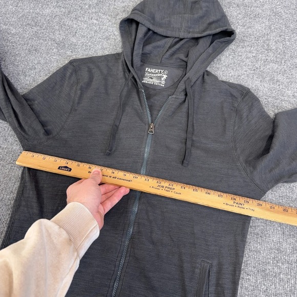 Faherty Hoodie Men Small Charcoal Gray Full Zip Sunwashed Organic Cotton NEW - Picture 6 of 8